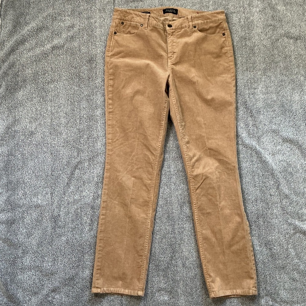 Talbots Flawless Five-Pocket Corduroy Pants Tan Petite 10P Straight Leg 936